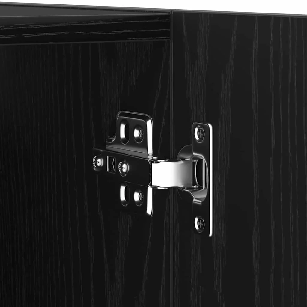 6-dielna zostava TV skriniek, na stenu, čierny dub, inžinierske drevo