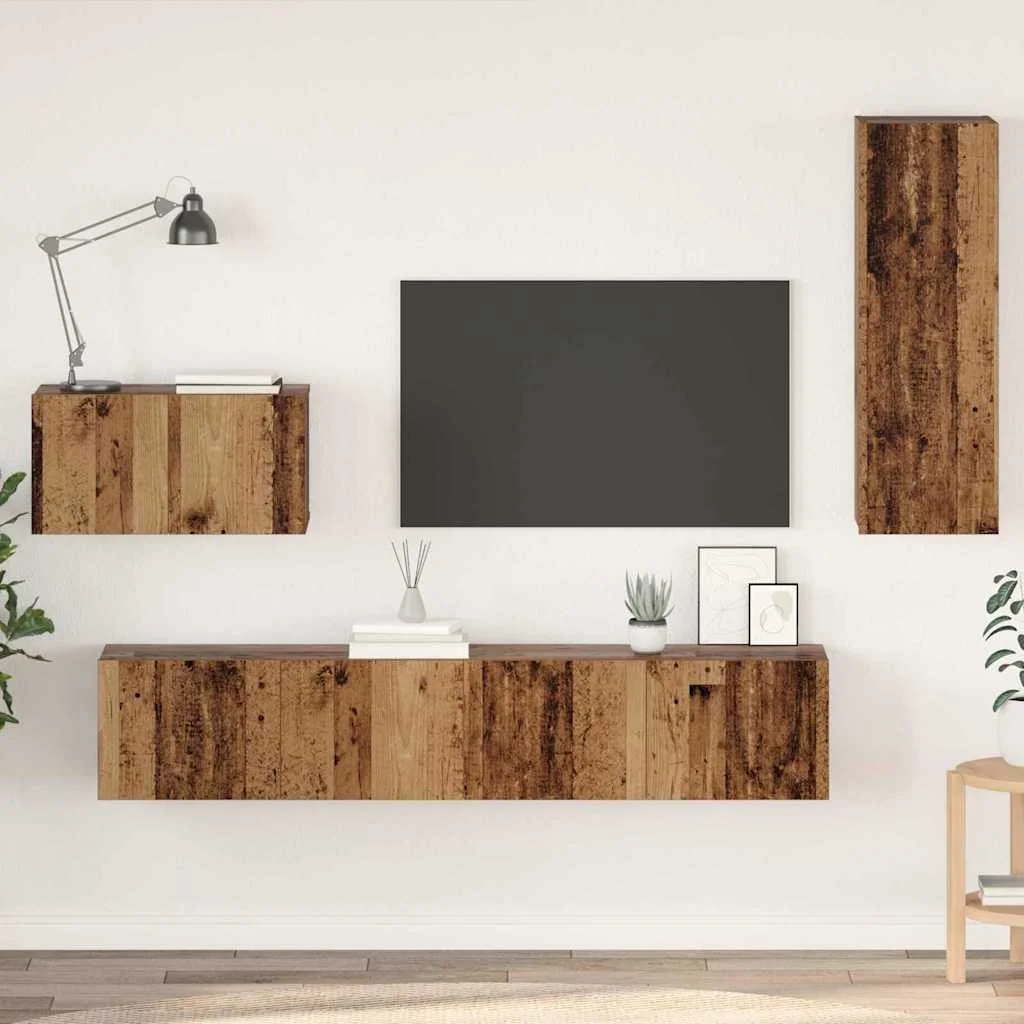 Nástenný TV kabinet Nástenný 4 pcs Staré drevo 200 x 30 x 30 cm