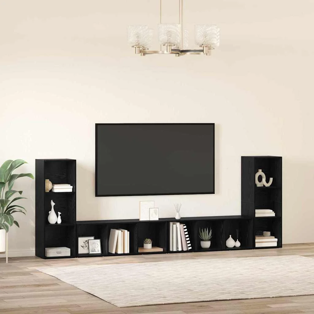 TV skrinka 4 pcs Čierny dub 37 x 35 x 107,5 cm