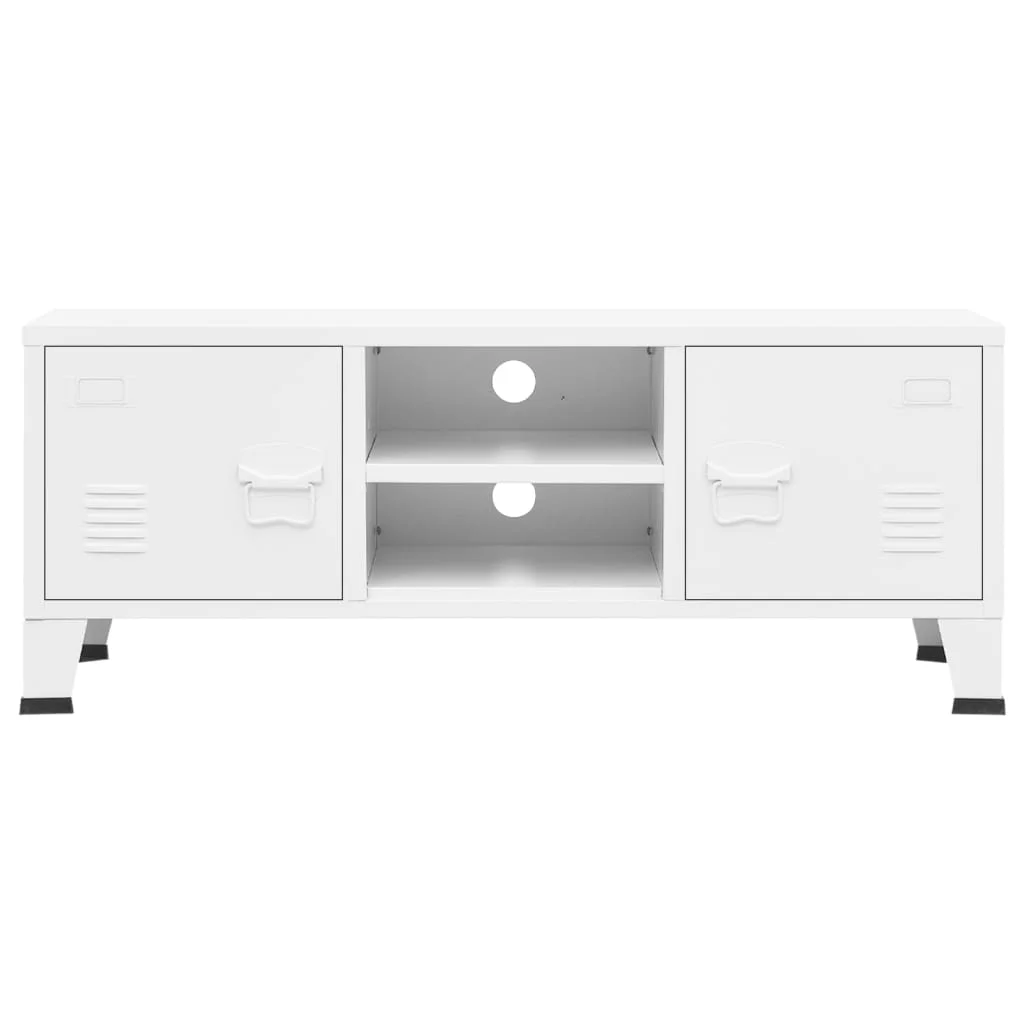 Industriálna TV skrinka biela 105x35x42 cm kovová