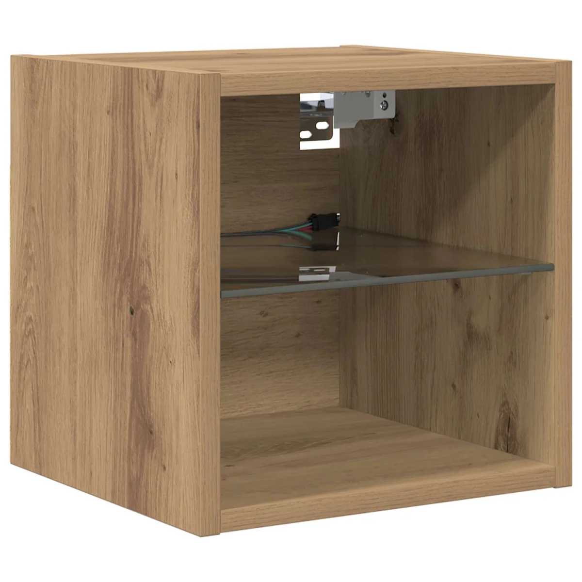 TV skrinka so svetlami LED diódy 8 pcs Remeselný dub Sklo