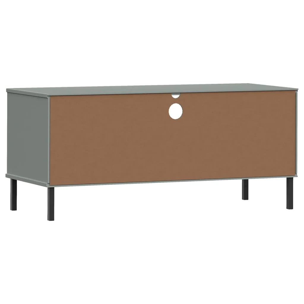 TV skrinka s kovovými nohami sivá masívna borovica OSLO