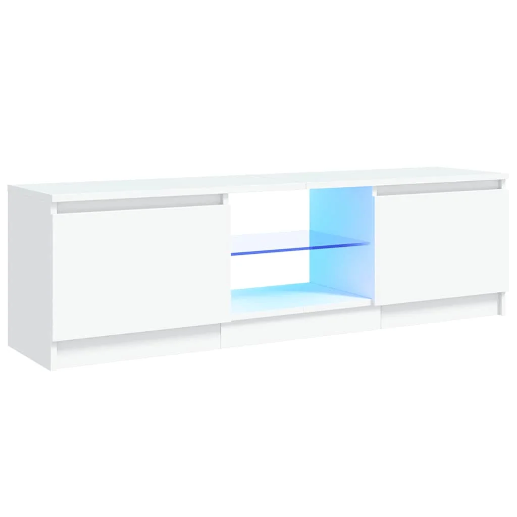 TV skrinka s LED svetlami biela 120x30x36 cm