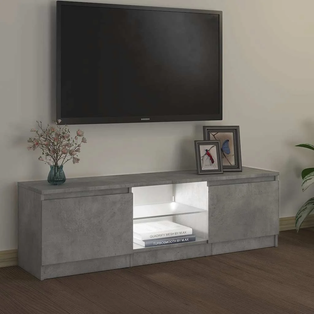 TV skrinka s LED svetlami betónová sivá 120x30x36 cm