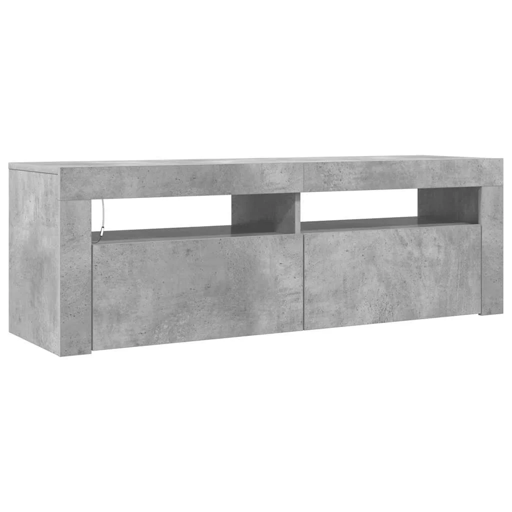TV skrinka s LED svetlami betónová sivá 120x35x40 cm