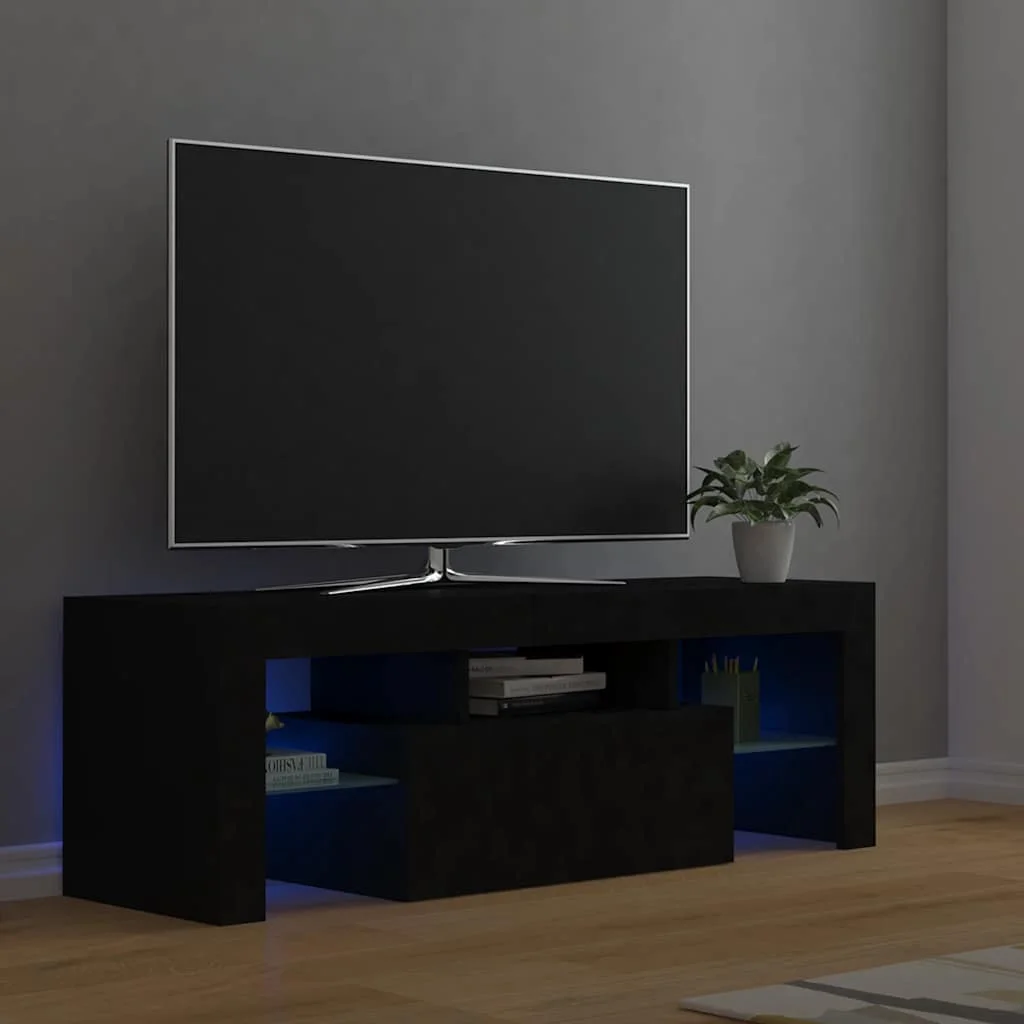TV skrinka s LED svetlami čierna 120x35x40 cm