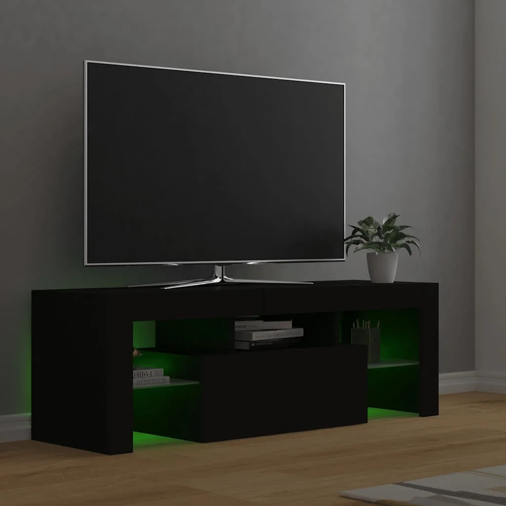 TV skrinka s LED svetlami čierna 120x35x40 cm