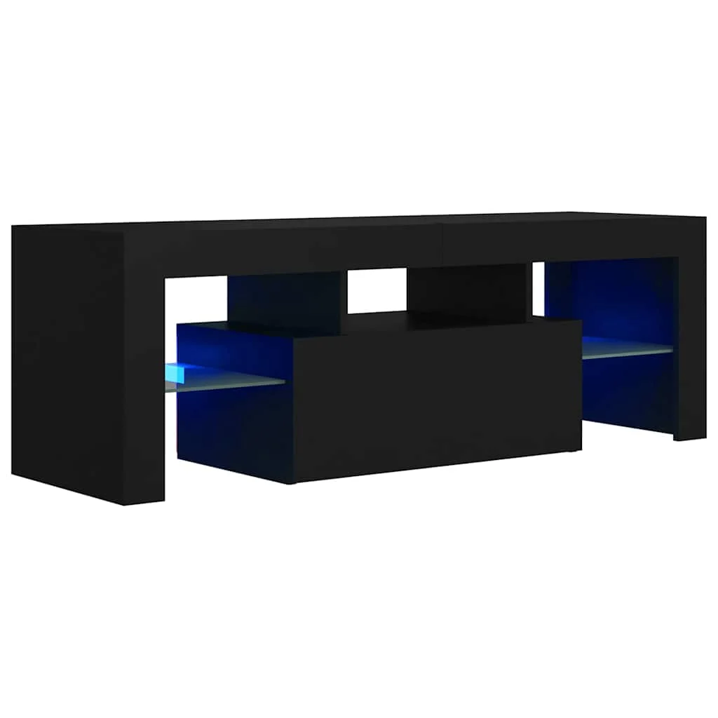 TV skrinka s LED svetlami čierna 120x35x40 cm
