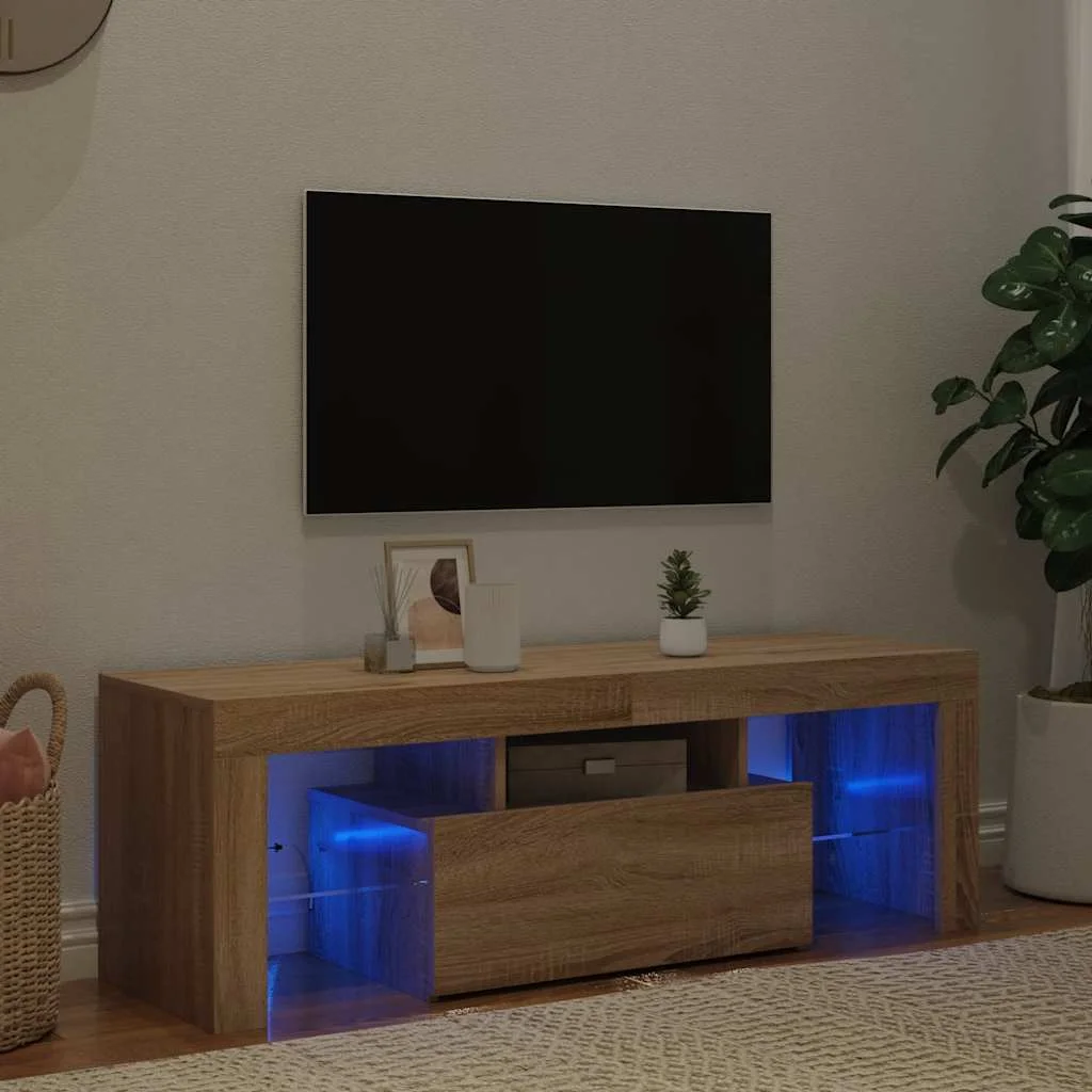 TV skrinka s LED svetlami dub sonoma 120x35x40 cm