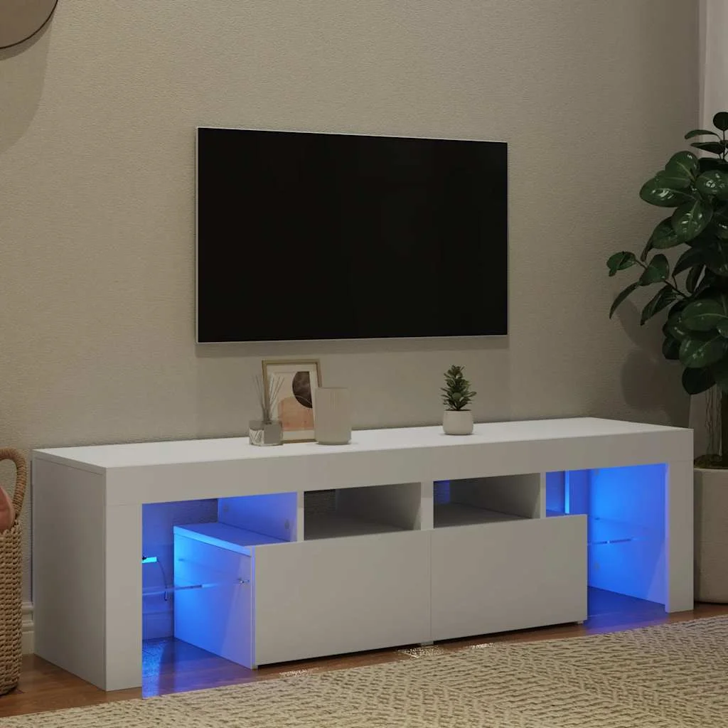TV skrinka s LED svetlami, biela 140x36,5x40 cm