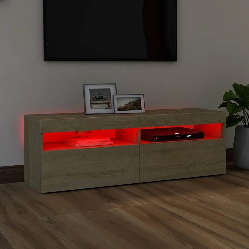TV skrinka s LED svetlami dub sonoma 120x35x40 cm