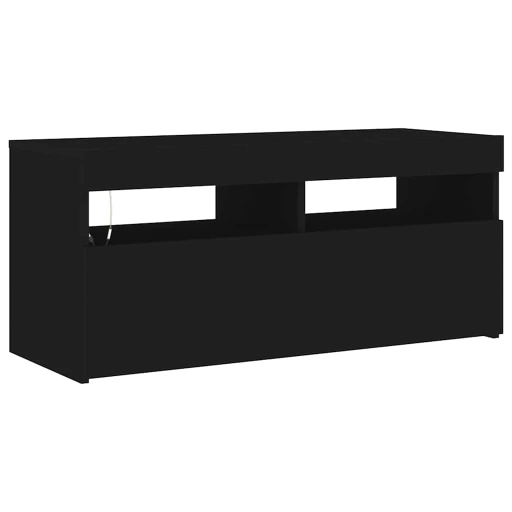 TV skrinka s LED svetlami čierna 90x35x40 cm