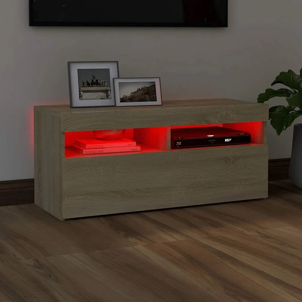 TV skrinka s LED svetlami dub sonoma 90x35x40 cm