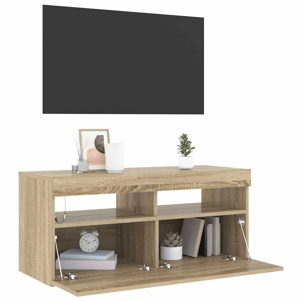 TV skrinka s LED svetlami dub sonoma 90x35x40 cm