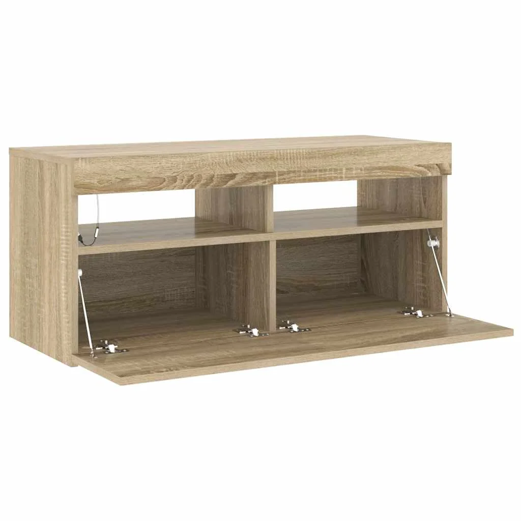TV skrinka s LED svetlami dub sonoma 90x35x40 cm