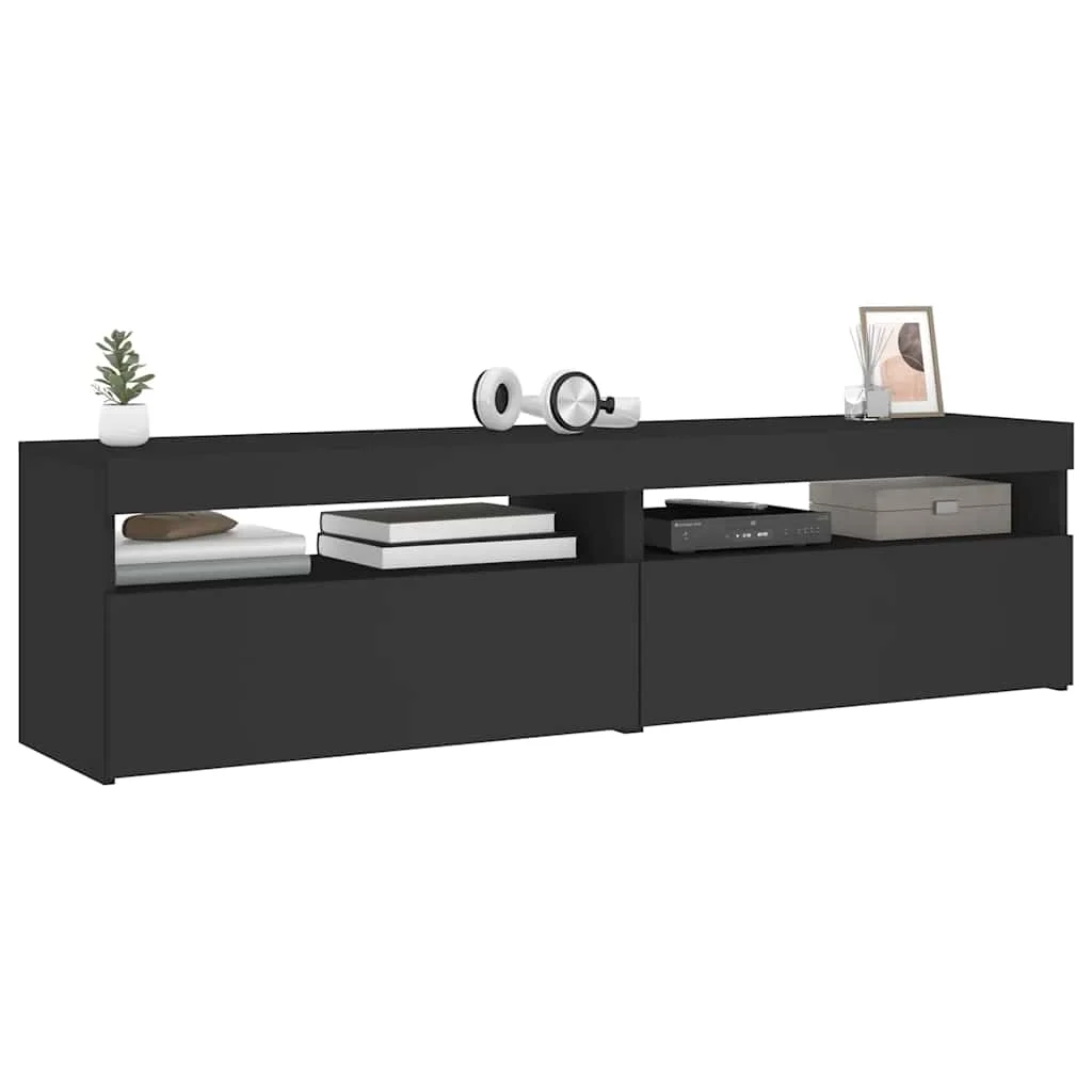 TV skrinky 2 ks s LED svetlami čierne 75x35x40 cm
