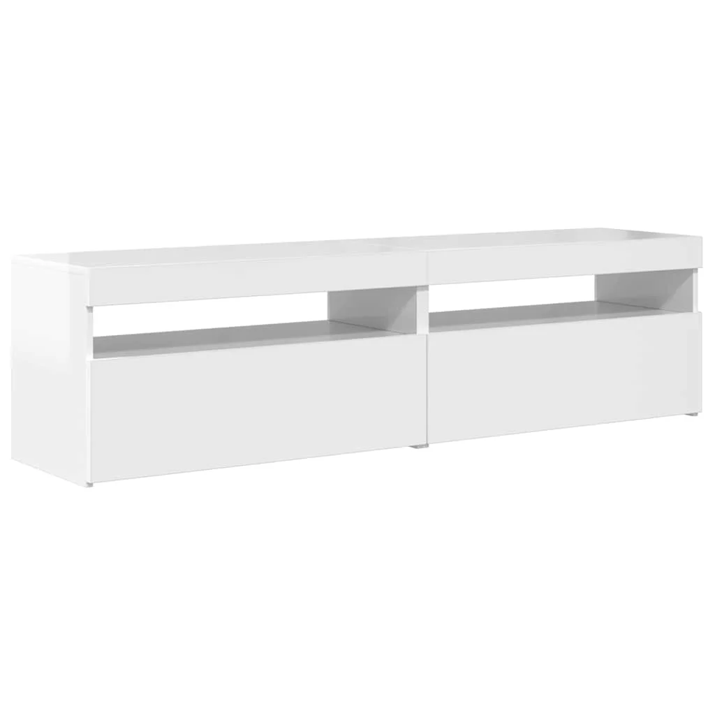 TV skrinky 2 ks s LED svetlami lesklé biele 75x35x40 cm