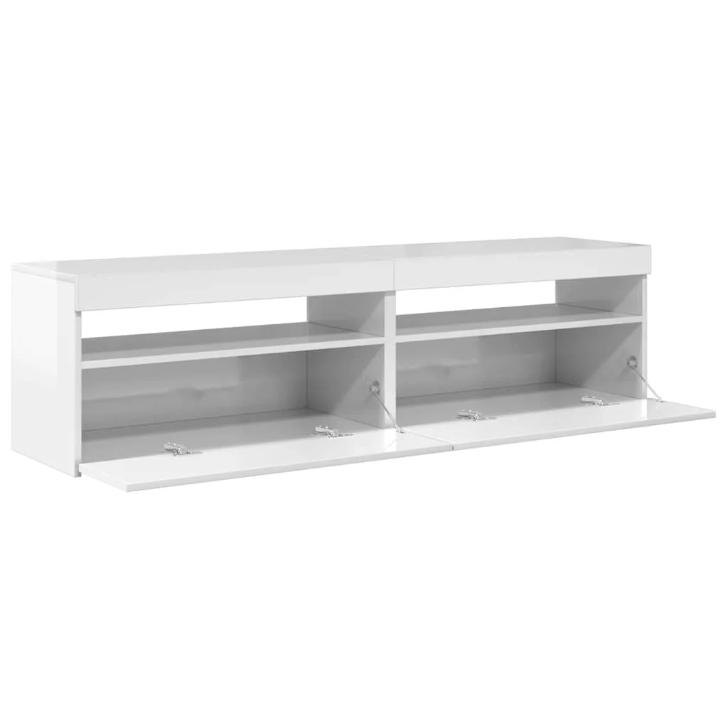 TV skrinky 2 ks s LED svetlami lesklé biele 75x35x40 cm
