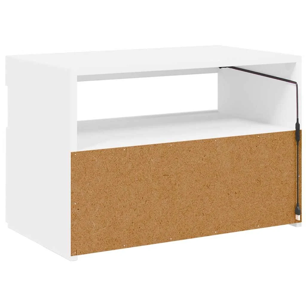 TV skrinka s LED svetlami biela 60x35x40 cm