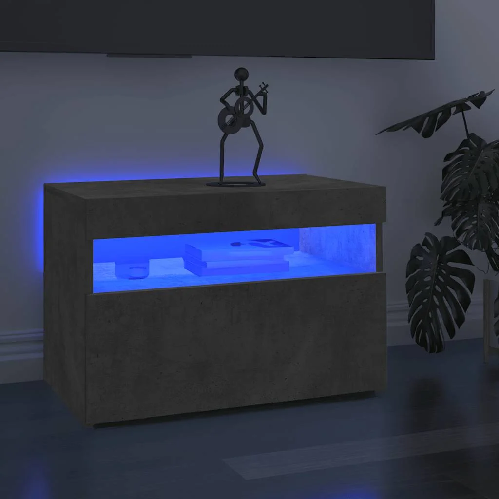 TV skrinka s LED svetlami betónovo-sivá 60x35x40 cm