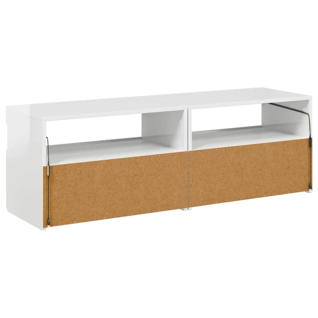 TV skrinky s LED svetlami 2 ks lesklé biele 60x35x40 cm