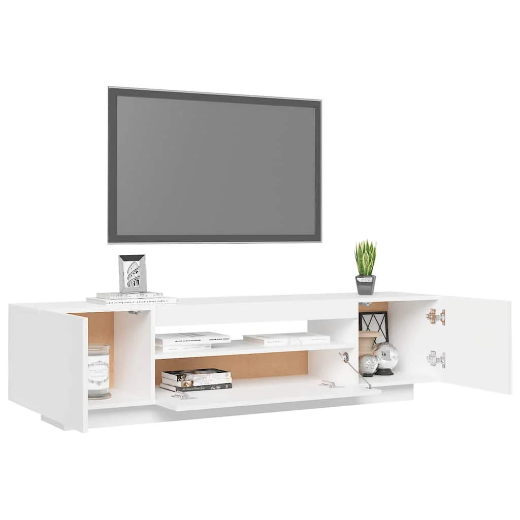 TV skrinka s LED svetlami biela 160x35x40 cm
