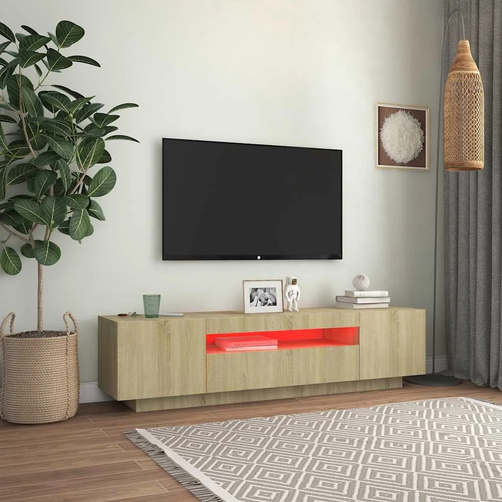 TV skrinka s LED svetlami dub sonoma 160x35x40 cm