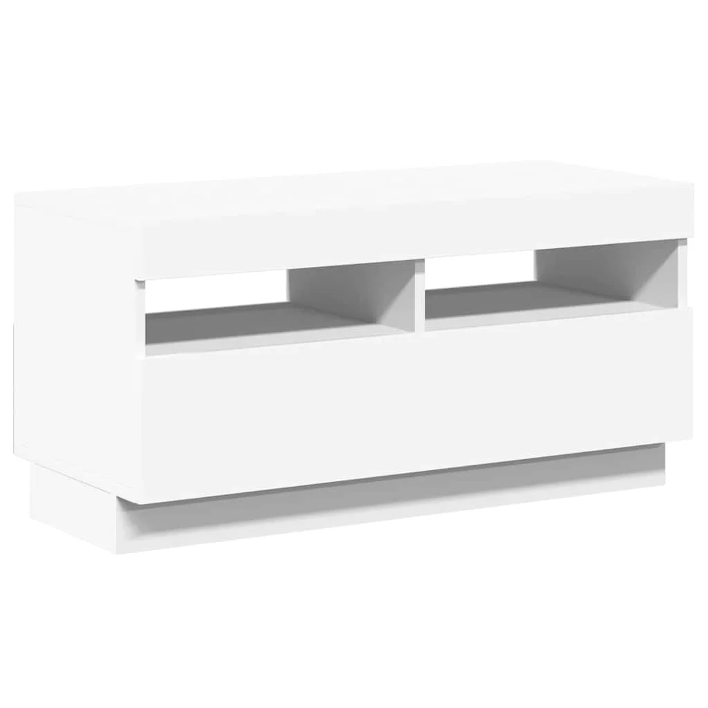 TV skrinka s LED svetlami biela 80x35x40 cm
