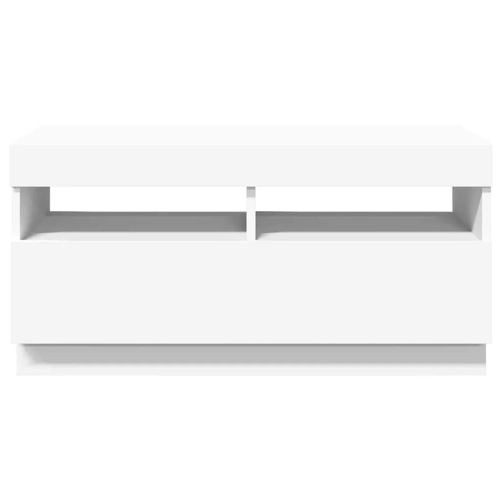 TV skrinka s LED svetlami biela 80x35x40 cm