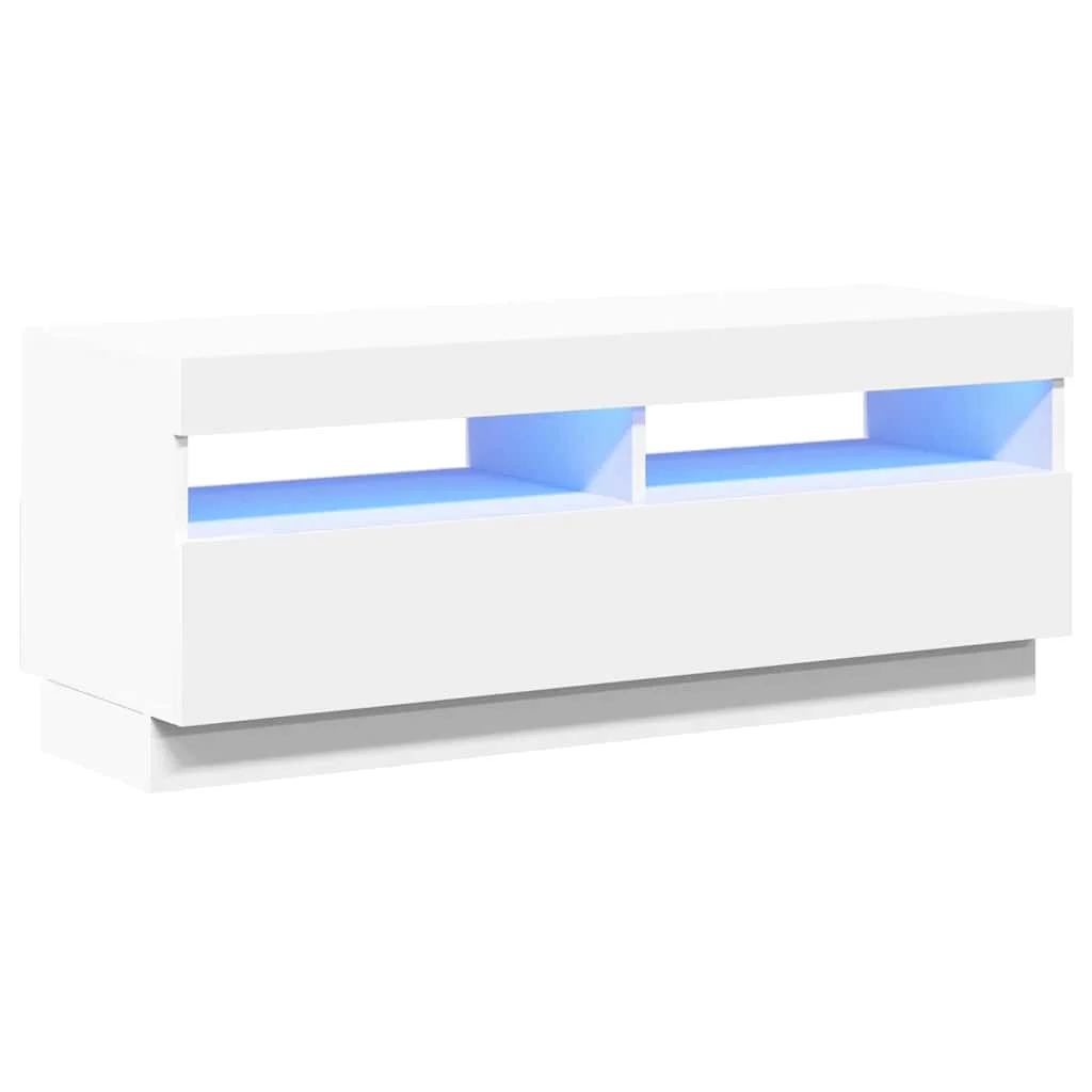TV skrinka s LED svetlami biela 100x35x40 cm