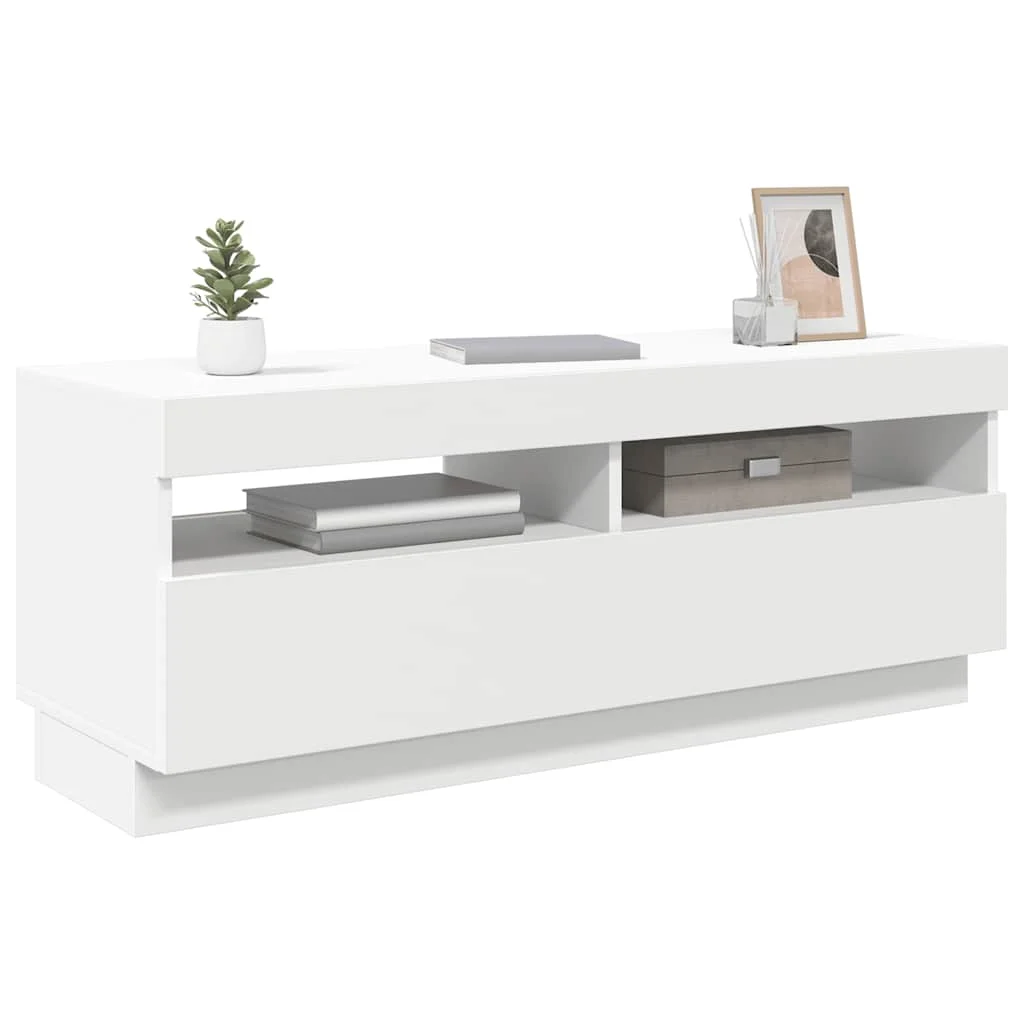 TV skrinka s LED svetlami biela 100x35x40 cm