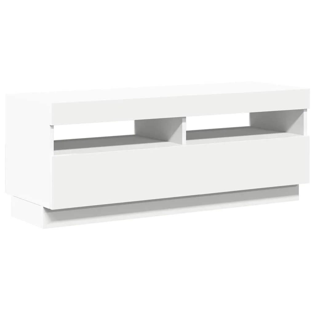TV skrinka s LED svetlami biela 100x35x40 cm