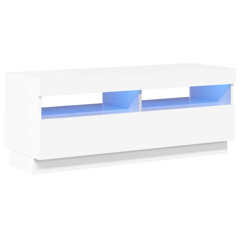 TV skrinka s LED svetlami lesklá biela 100x35x40 cm