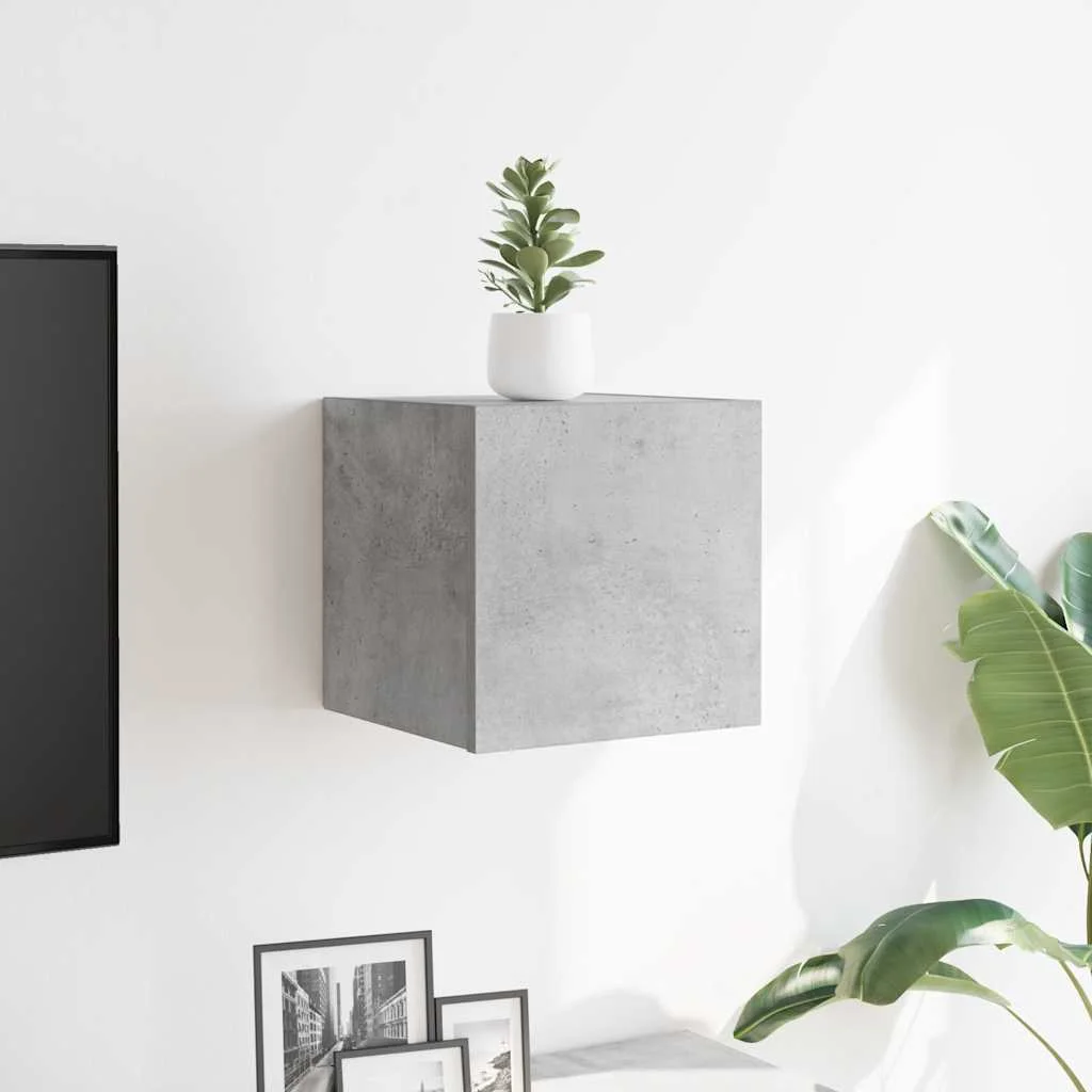 Nástenná TV skrinka betónová sivá 30,5x30x30 cm
