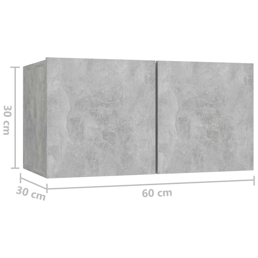 Závesné TV skrinky 3 ks betónové sivé 60x30x30 cm
