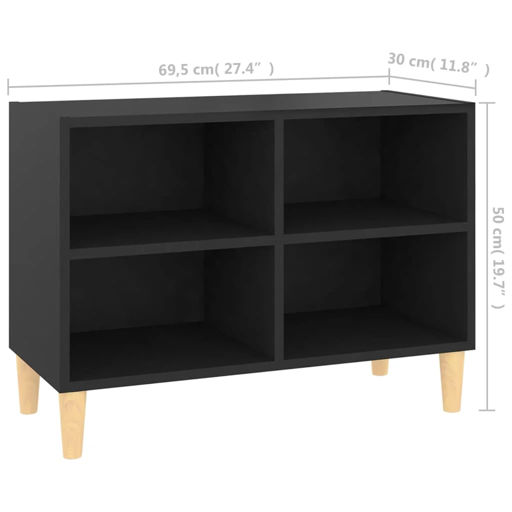 TV stolík nohy z masívneho dreva čierny 69,5x30x50 cm