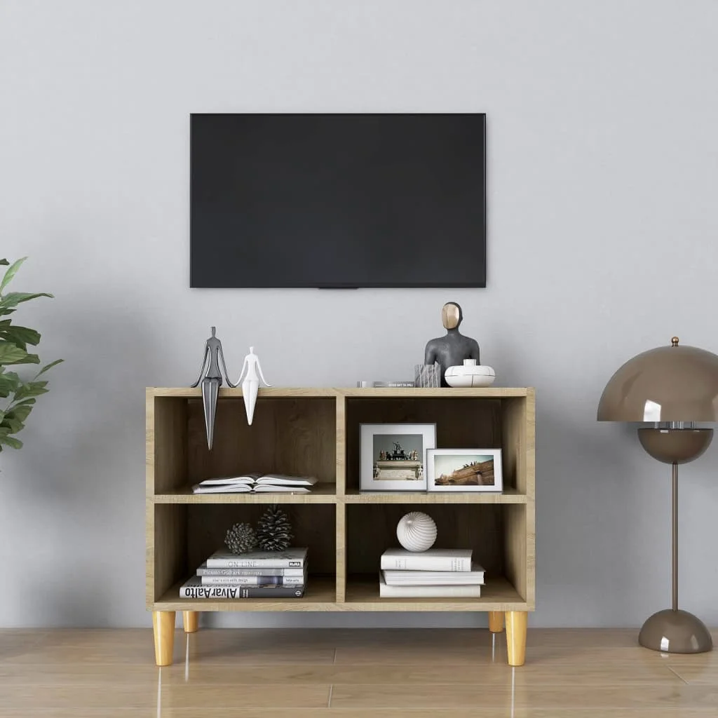 TV stolík nohy z masívneho dreva dub sonoma 69,5x30x50 cm