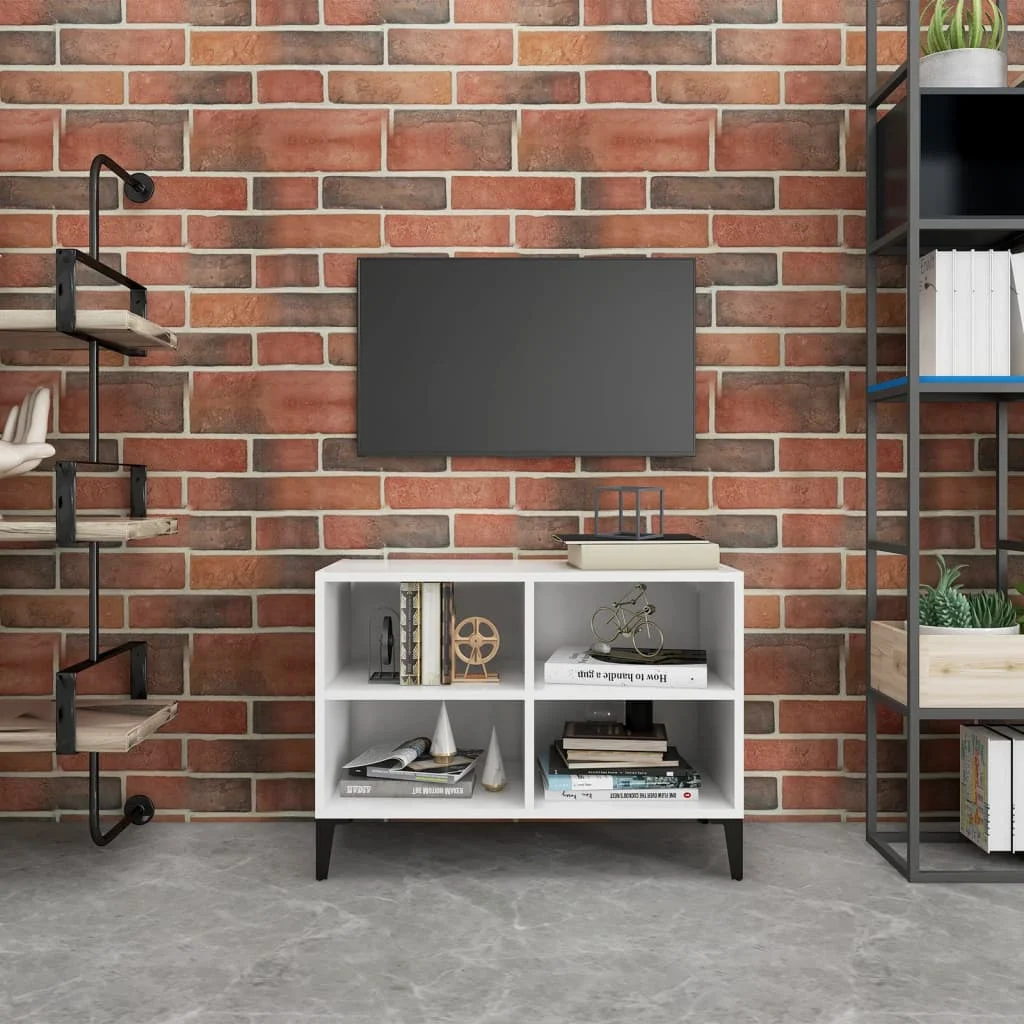 TV stolík nohy z kovu biely 69,5x30x50 cm