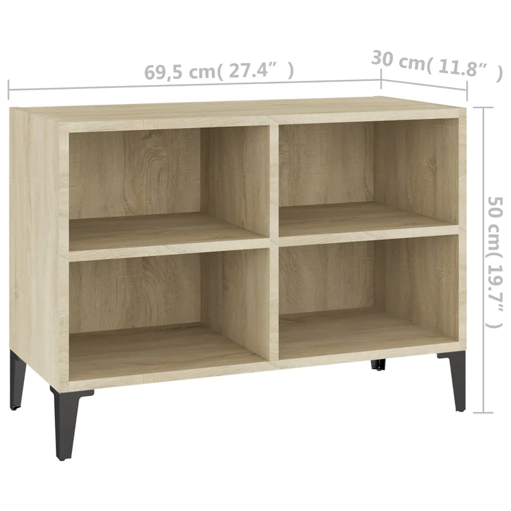 TV stolík kovové nohy dub sonoma 69,5x30x50 cm