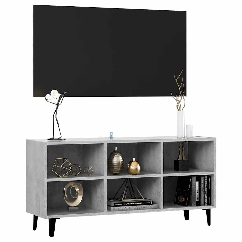 TV skrinka s kovovými nohami betónovo-sivá 103,5x35x50 cm