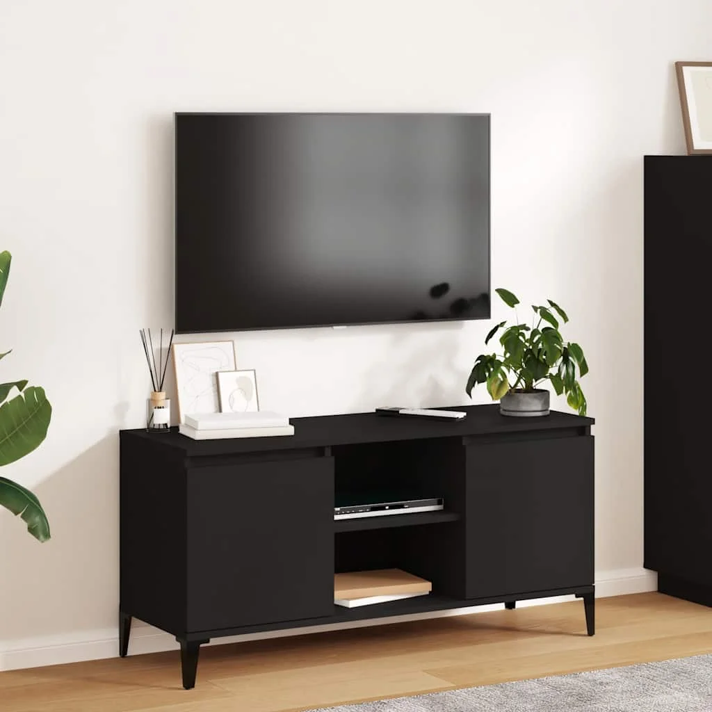 TV stolík kovové nohy lesklý čierny 103,5x35x50 cm