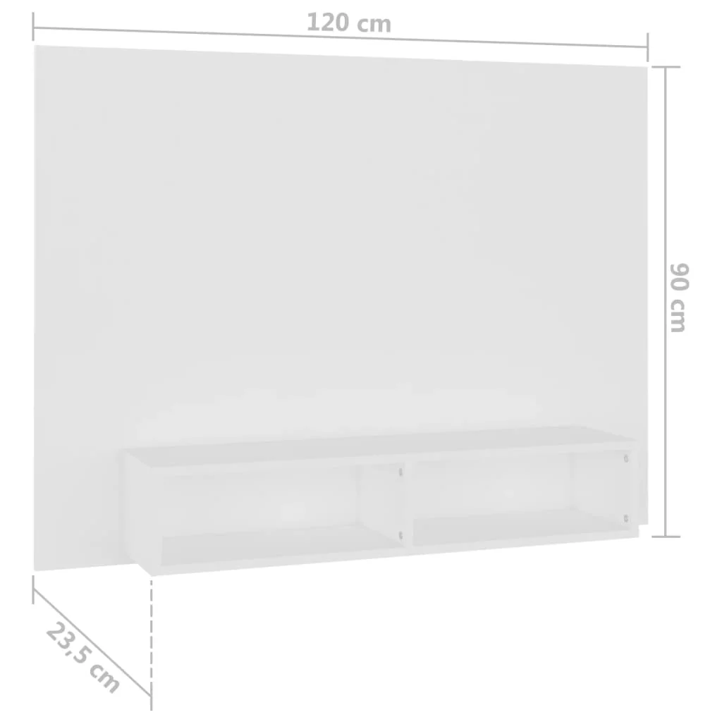 Nástenná TV skrinka biela 120x23,5x90 cm spracované drevo