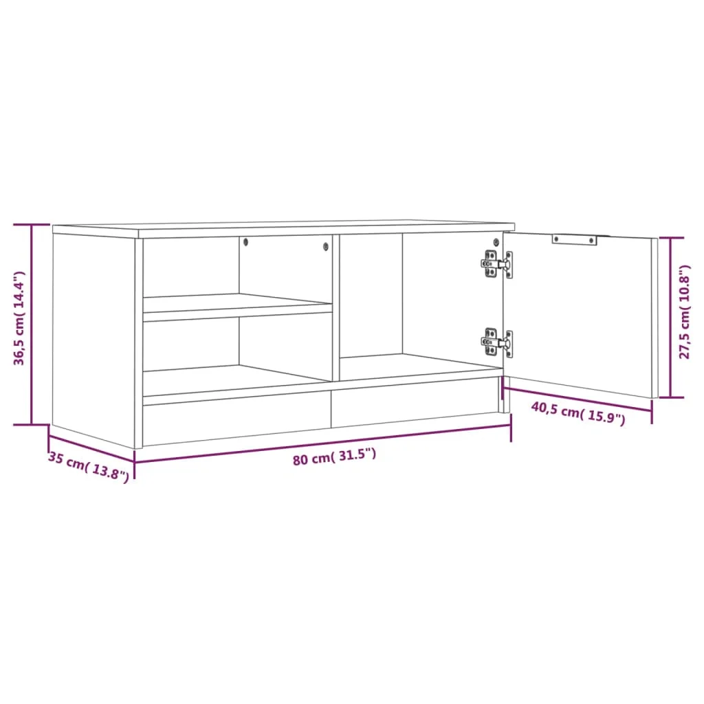 TV stolík betónový sivý 80x35x36,5 cm spracované drevo