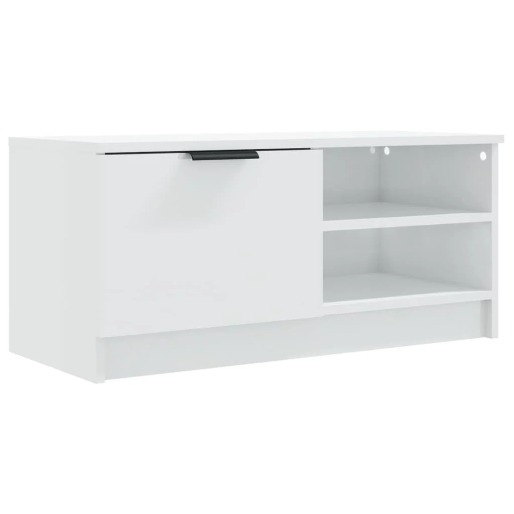 TV stolík lesklý biely 80x35x36,5 cm spracované drevo