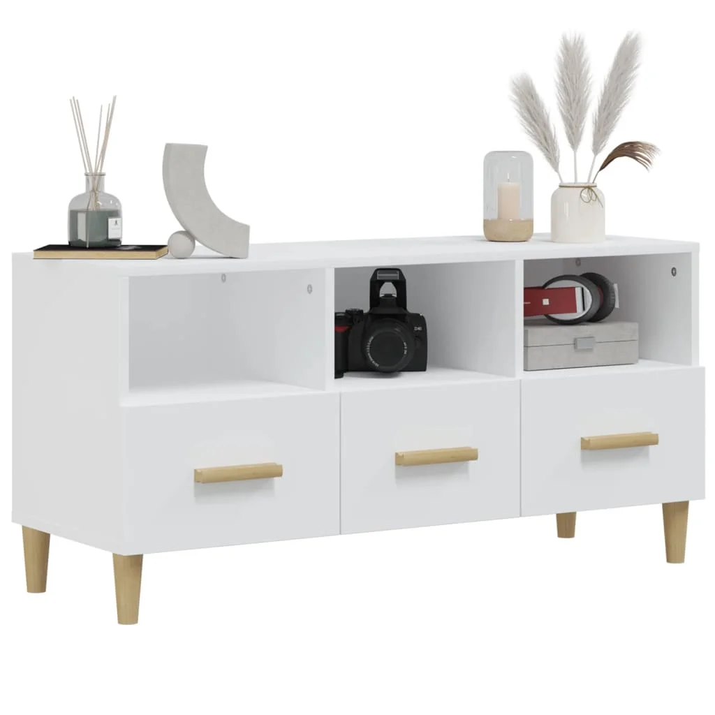 TV stolík biely 102x36x50 cm spracované drevo