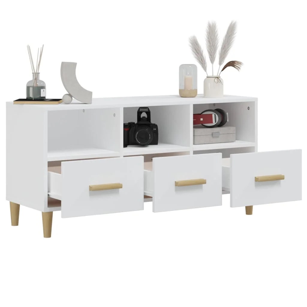 TV stolík biely 102x36x50 cm spracované drevo