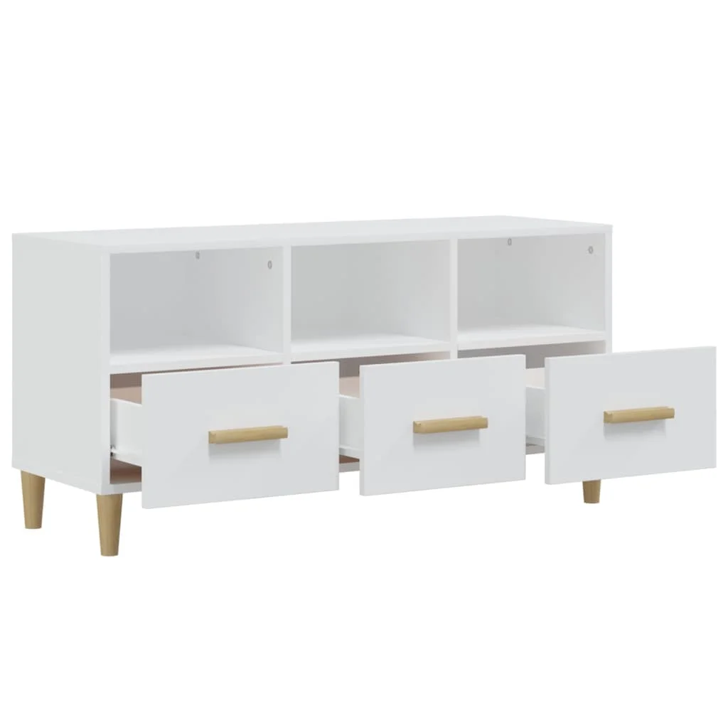 TV skrinka lesklá biela 102x36x50 cm spracované drevo