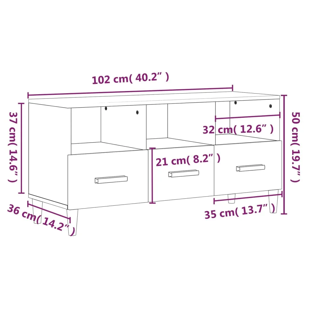TV skrinka lesklá biela 102x36x50 cm spracované drevo