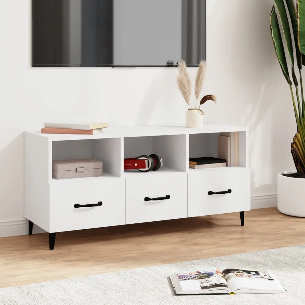 TV stolík biely 102x35x50 cm spracované drevo