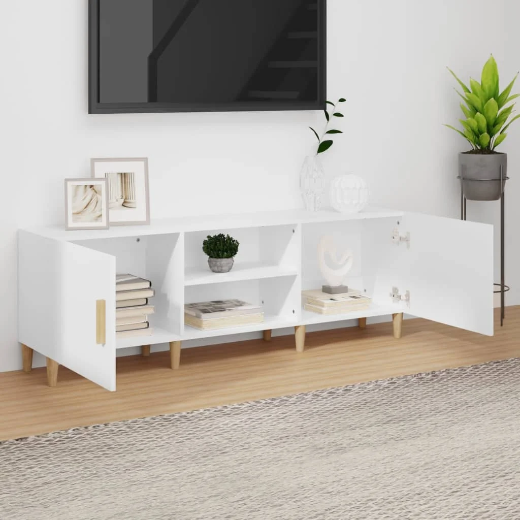 TV stolík biely 150x30x50 cm spracované drevo